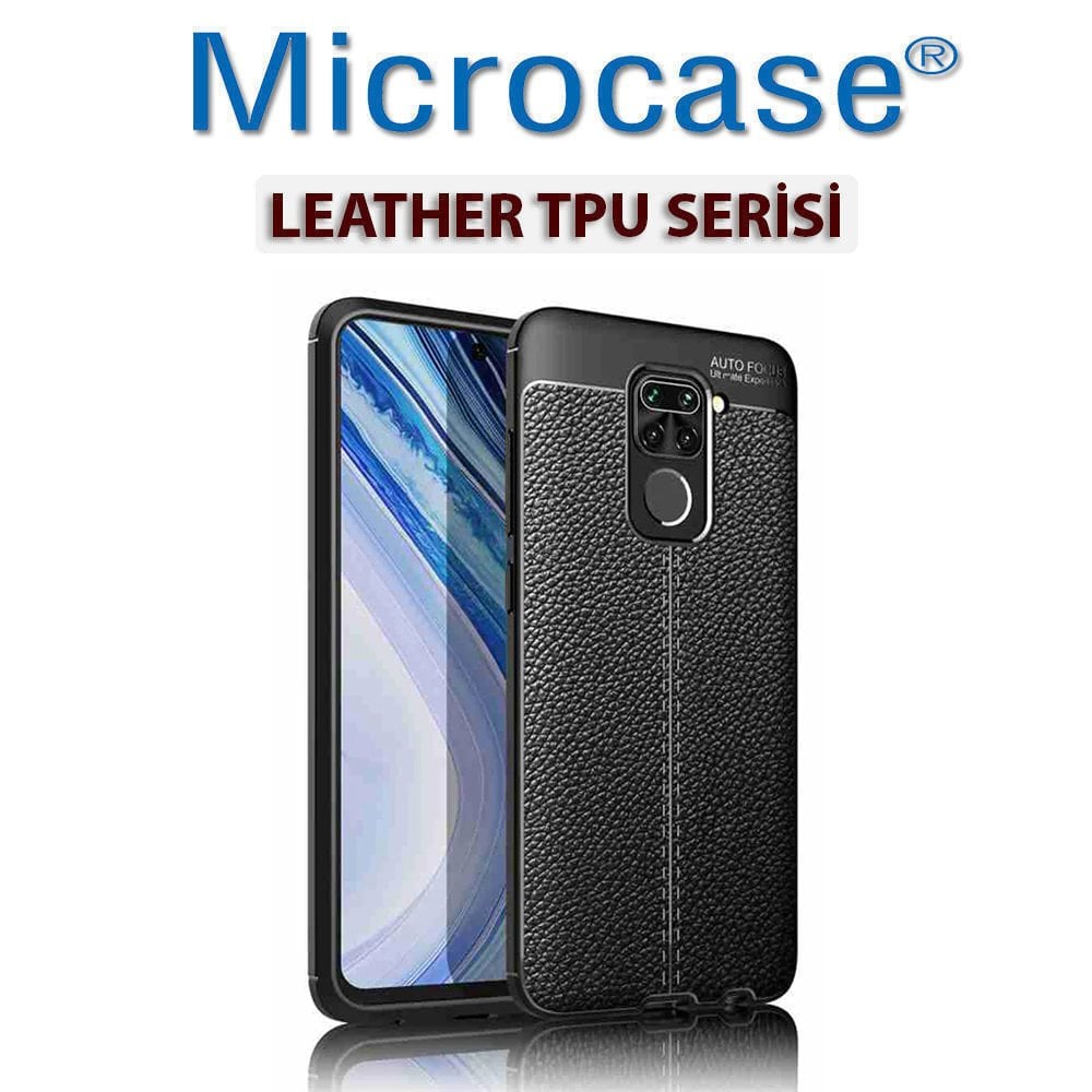 Microcase Xiaomi Redmi Note 9 Leather Tpu Silikon Kılıf - Siyah