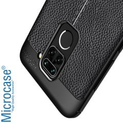 Microcase Xiaomi Redmi Note 9 Leather Tpu Silikon Kılıf - Siyah