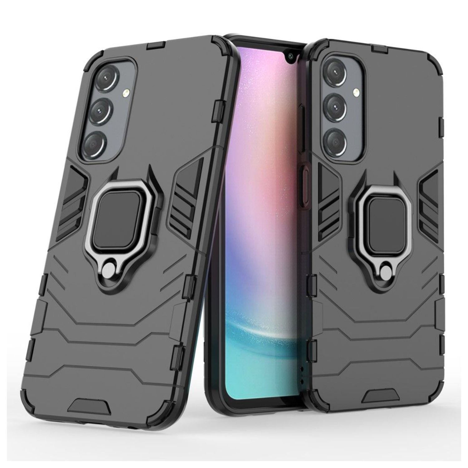 Microcase Samsung A25 5G Batman Serisi Yüzük Standlı Armor Kılıf - Siyah AL3349