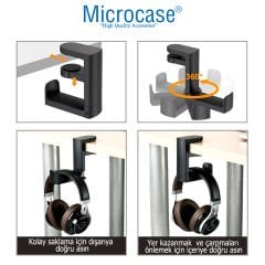 Microcase Masaya Monte Ayarlanabilir 360 Derece Döner Oyuncu Kulaklık Eşya vb. Tutucu Stand - AL4804