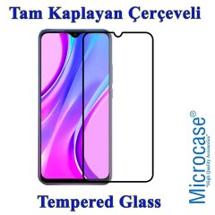 Microcase Xiaomi Redmi 9 Tam Kaplayan Çerçeveli Cam -Siyah