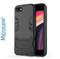 Microcase iPhone SE 2020 Alfa Serisi Armor Standlı Perfect Koruma Kılıf + Tempered Glass Cam Koruma