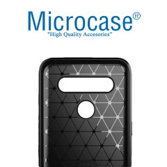 LG K41S Brushed Carbon Fiber Silikon Kılıf - Siyah