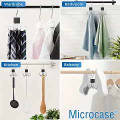 Microcase 360° Döner Kancalı Çok Amaçlı Katlanabilir Dolap İçi Askı Kravat Kemer Şal Çanta Organizeri 2 Adet AL5371