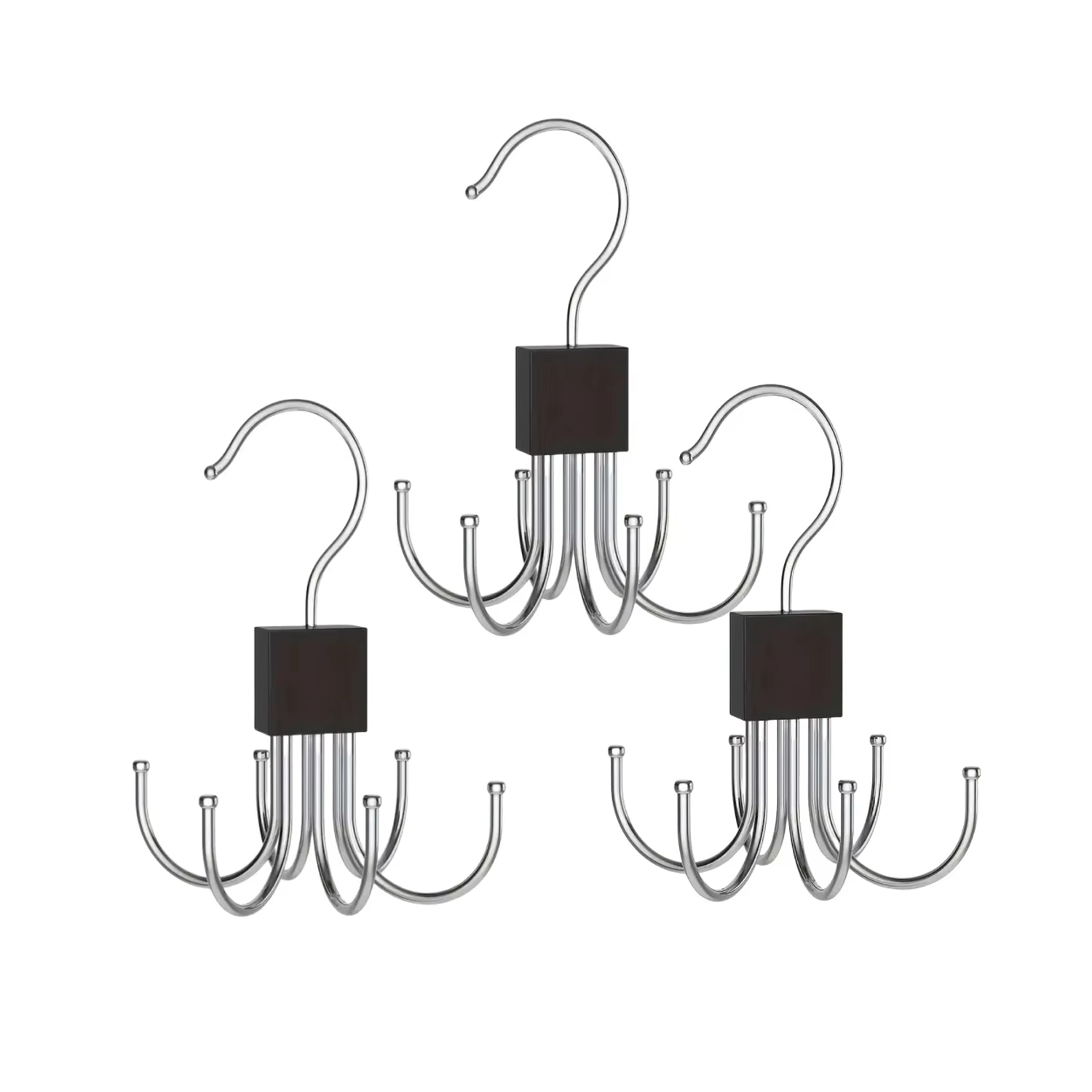 Microcase 360° Döner Kancalı Çok Amaçlı Katlanabilir Dolap İçi Askı Kravat Kemer Şal Çanta Organizeri 3 Adet AL5371