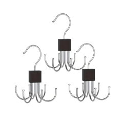 Microcase 360° Döner Kancalı Çok Amaçlı Katlanabilir Dolap İçi Askı Kravat Kemer Şal Çanta Organizeri 3 Adet AL5371