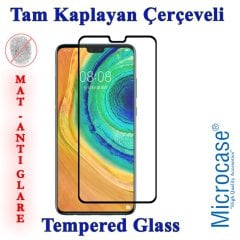 Microcase Huawei Mate 30 Tam Kaplayan Çerçeveli Tempered Ekran Koruyucu - Mat Siyah