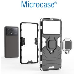 Microcase Poco X6 Pro /Xiaomi Redmi K70E Batman Serisi Yüzük Standlı Armor Kılıf - Siyah AL3349