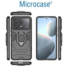 Microcase Poco X6 Pro /Xiaomi Redmi K70E Batman Serisi Yüzük Standlı Armor Kılıf - Siyah AL3349