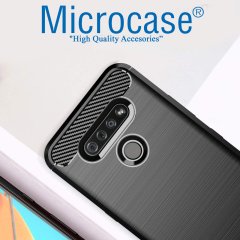 LG K51S Brushed Carbon Fiber Silikon Kılıf - Siyah