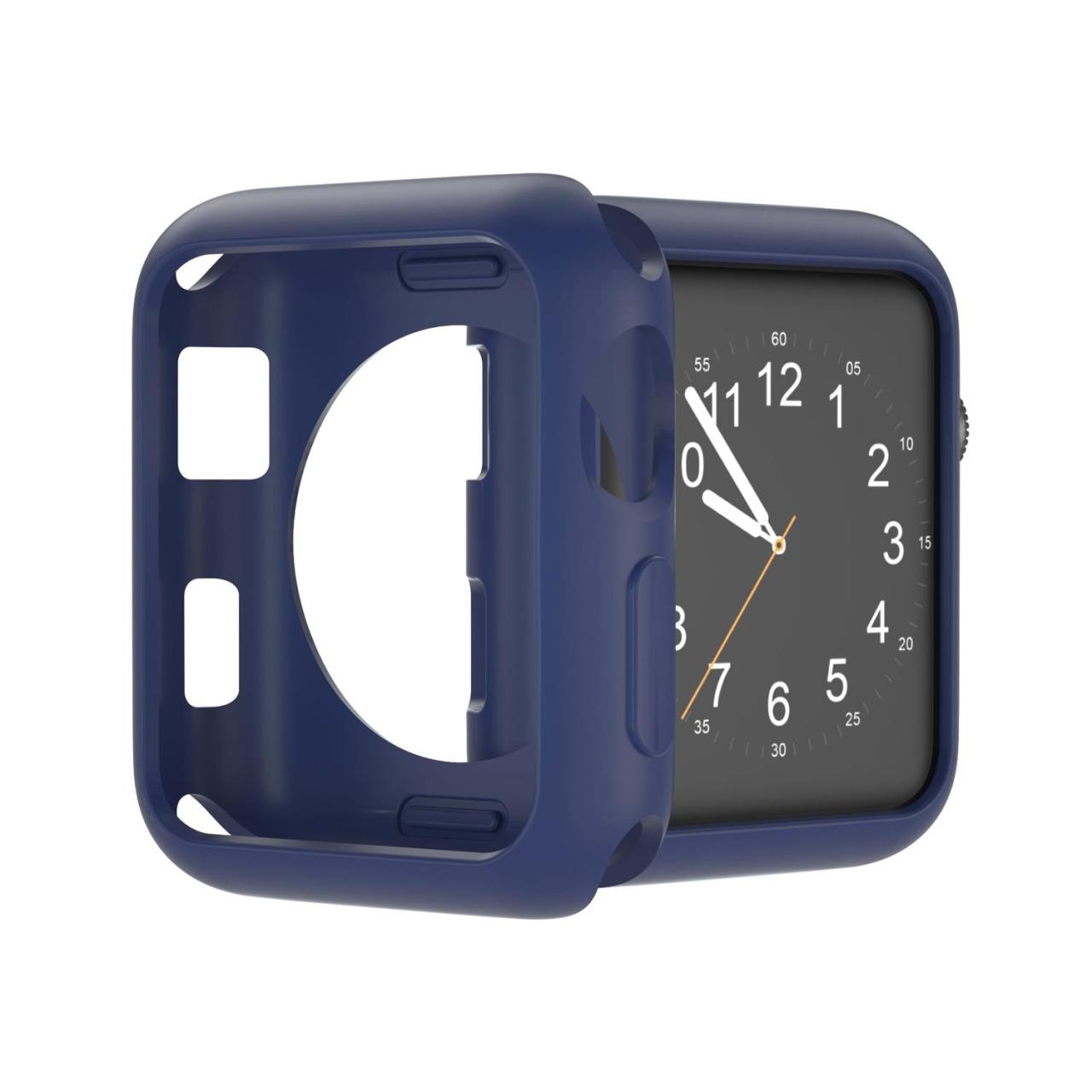 Microcase Apple Watch 7 41 mm Önü Açık Mat Silikon Kılıf - Lacivert