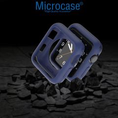 Microcase Apple Watch 7 41 mm Önü Açık Mat Silikon Kılıf - Lacivert