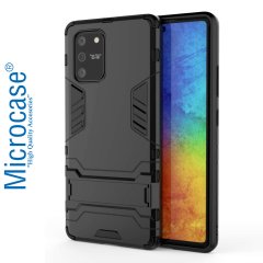 Microcase Samsung Galaxy S10 Lite - Galaxy A91 Alfa Serisi Armor Standlı Perfect Koruma Kılıf - Siyah