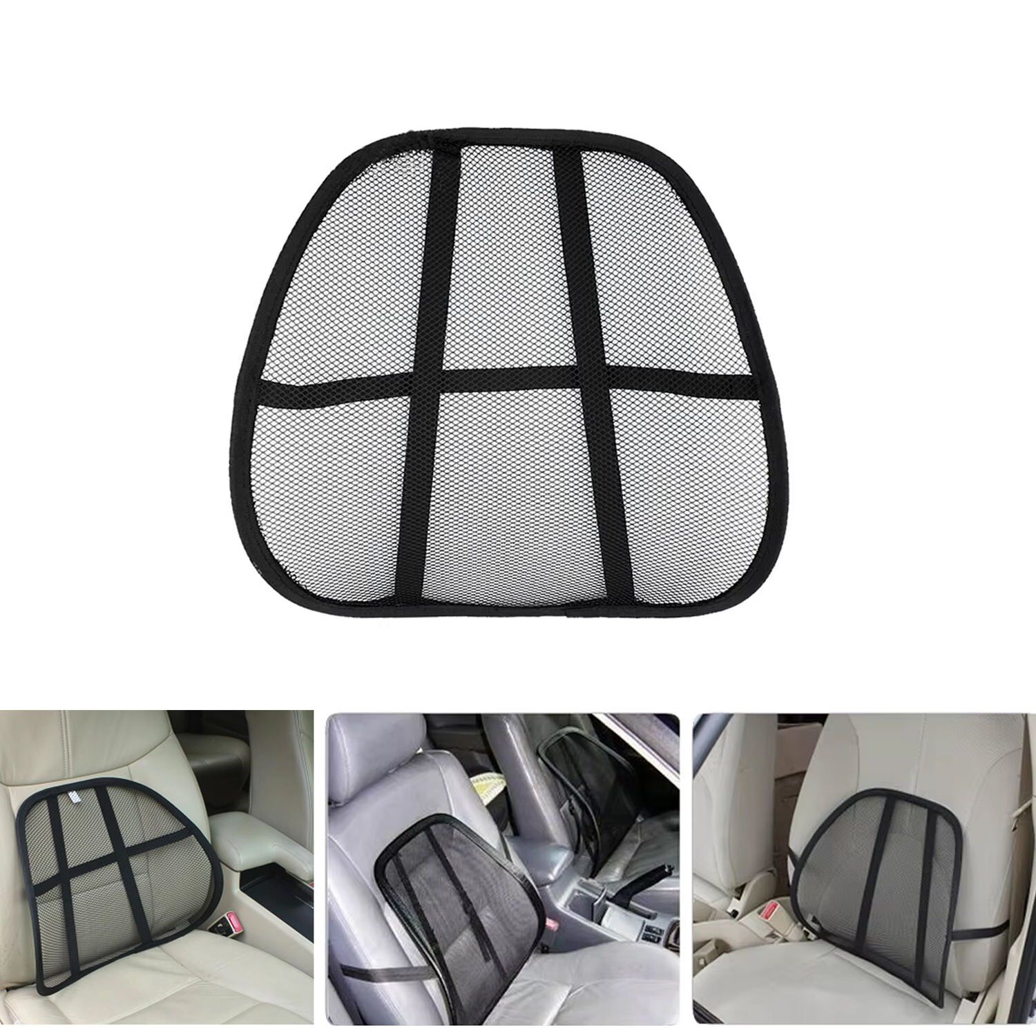 Microcase Ortopedik Sırt Bel Minderi Fileli Destekli Ayarlanabilir Araba Koltuk Sandalye 1 Adet AL5380