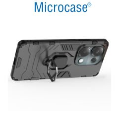 Microcase Poco M6 Pro 4G / Xiaomi Redmi Note 13 Pro 4G Batman Serisi Yüzük Standlı Armor Kılıf - Siyah AL3349