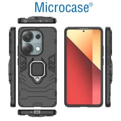 Microcase Poco M6 Pro 4G / Xiaomi Redmi Note 13 Pro 4G Batman Serisi Yüzük Standlı Armor Kılıf - Siyah AL3349