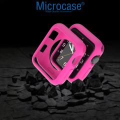 Microcase Apple Watch 7 41 mm Önü Açık Mat Silikon Kılıf - Pembe