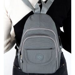 YB Collection Unisex Krinkıl Kumaş Sırt ve El Çantası - AL3629 Gri