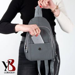 YB Collection Unisex Krinkıl Kumaş Sırt ve El Çantası - AL3629 Gri