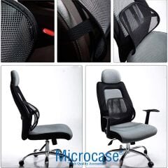 Microcase Ortopedik Sırt Bel Minderi Fileli Destekli Ayarlanabilir Araba Koltuk Sandalye 2 Adet AL5380