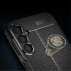 Microcase Samsung S24 Leather Serisi Deri Efekt Silikon Kılıf - Siyah Al3337