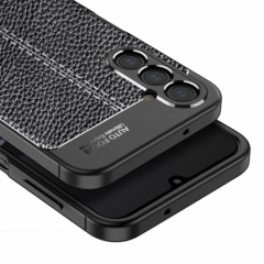 Microcase Samsung S24 Leather Serisi Deri Efekt Silikon Kılıf - Siyah Al3337