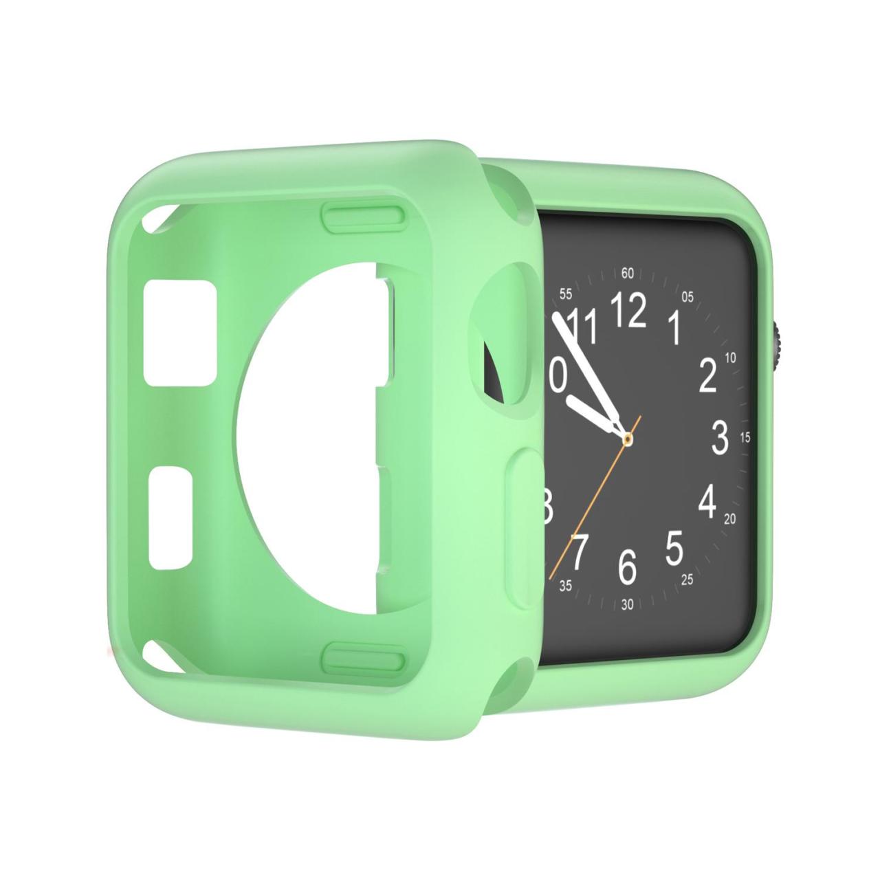Microcase Apple Watch 7 41 mm Önü Açık Mat Silikon Kılıf - Su Yeşili