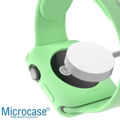 Microcase Apple Watch 7 41 mm Önü Açık Mat Silikon Kılıf - Su Yeşili