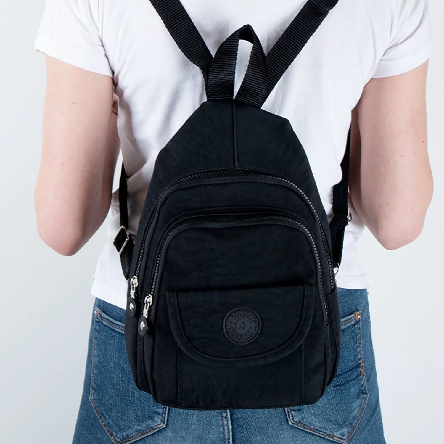 YB Collection Unisex Krinkıl Kumaş Sırt ve El Çantası - AL3629 Siyah