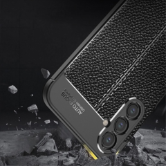 Microcase Samsung S24 Plus Leather Serisi Deri Efekt Silikon Kılıf - Siyah Al3337