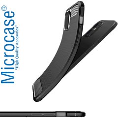 iPhone 12 Brushed Carbon Fiber Silikon Kılıf - Siyah