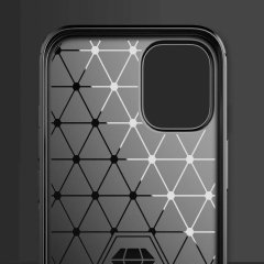 iPhone 12 Brushed Carbon Fiber Silikon Kılıf - Siyah