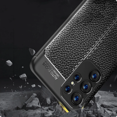 Microcase Samsung S24 Ultra Leather Serisi Deri Efekt Silikon Kılıf - Siyah Al3337