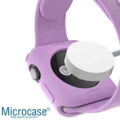 Microcase Apple Watch 7 45 mm Önü Açık Mat Silikon Kılıf - Eflatun