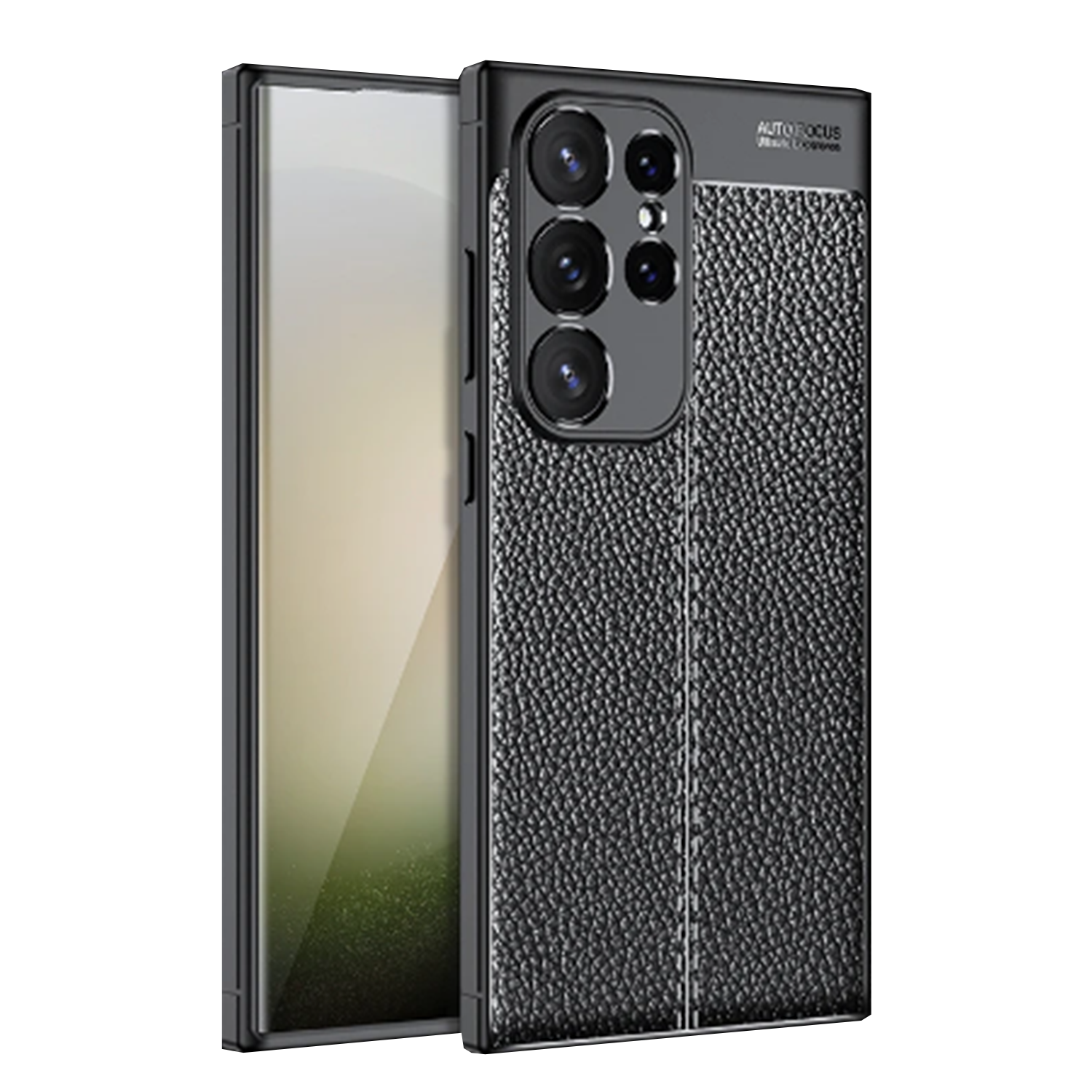 Microcase Samsung S24 Ultra Leather Serisi Deri Efekt Silikon Kılıf - Siyah Al3337
