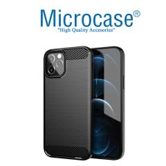 iPhone 12 Pro Brushed Carbon Fiber Silikon Kılıf - Siyah