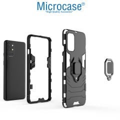 Microcase OnePlus 9R Batman Serisi Yüzük Standlı Armor Kılıf - Siyah