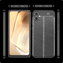 Microcase Samsung Galaxy A05 Leather Serisi Deri Efekt Silikon Kılıf - Siyah Al3337