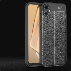 Microcase Samsung Galaxy A05 Leather Serisi Deri Efekt Silikon Kılıf - Siyah Al3337