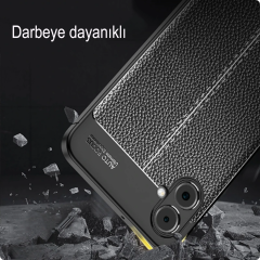 Microcase Samsung Galaxy A05 Leather Serisi Deri Efekt Silikon Kılıf - Siyah Al3337