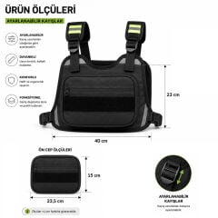 Microcase Reflektörlü Motorcu Bisiklet Scooter Kurye Yelek Tipi 2 Gözlü Göğüs Çantası AL5623