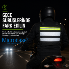 Microcase Reflektörlü Motorcu Bisiklet Scooter Kurye Yelek Tipi 2 Gözlü Göğüs Çantası AL5623