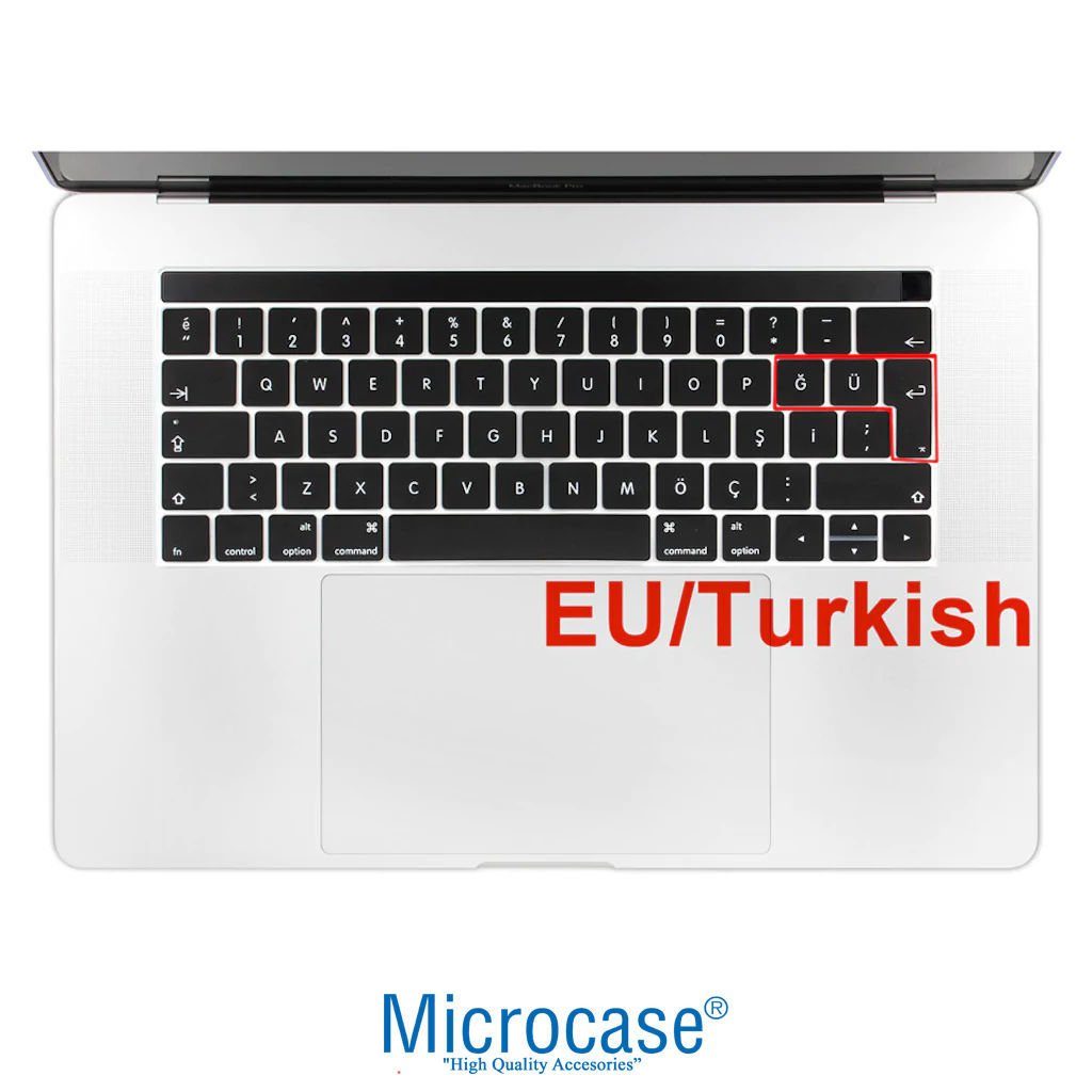 Microcase Macbook Pro 13.3 Silikon Klavye Koruma EU Türkçe Siyah
