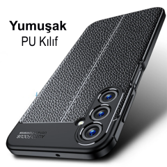 Microcase Samsung A15 5G Leather Serisi Deri Efekt Silikon Kılıf - Siyah Al3337