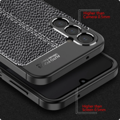 Microcase Samsung A15 5G Leather Serisi Deri Efekt Silikon Kılıf - Siyah Al3337