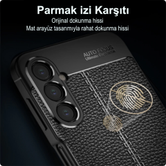 Microcase Samsung A25 5G Leather Serisi Deri Efekt Silikon Kılıf - Siyah Al3337