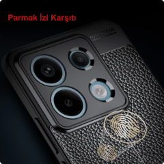 Microcase Poco X6 /Xiaomi Redmi Note 13 PRO 5G Leather Serisi Deri Efekt Silikon Kılıf - Siyah Al3337