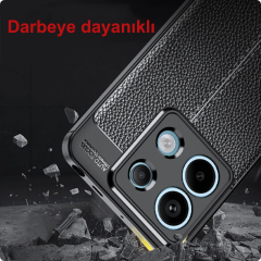Microcase Poco X6 /Xiaomi Redmi Note 13 PRO 5G Leather Serisi Deri Efekt Silikon Kılıf - Siyah Al3337