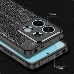Microcase Poco X6 /Xiaomi Redmi Note 13 PRO 5G Leather Serisi Deri Efekt Silikon Kılıf - Siyah Al3337