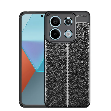 Microcase Poco X6 /Xiaomi Redmi Note 13 PRO 5G Leather Serisi Deri Efekt Silikon Kılıf - Siyah Al3337
